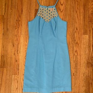 Lilly Pulitzer Lurina Blue Gold Lace Yoke Dress 2